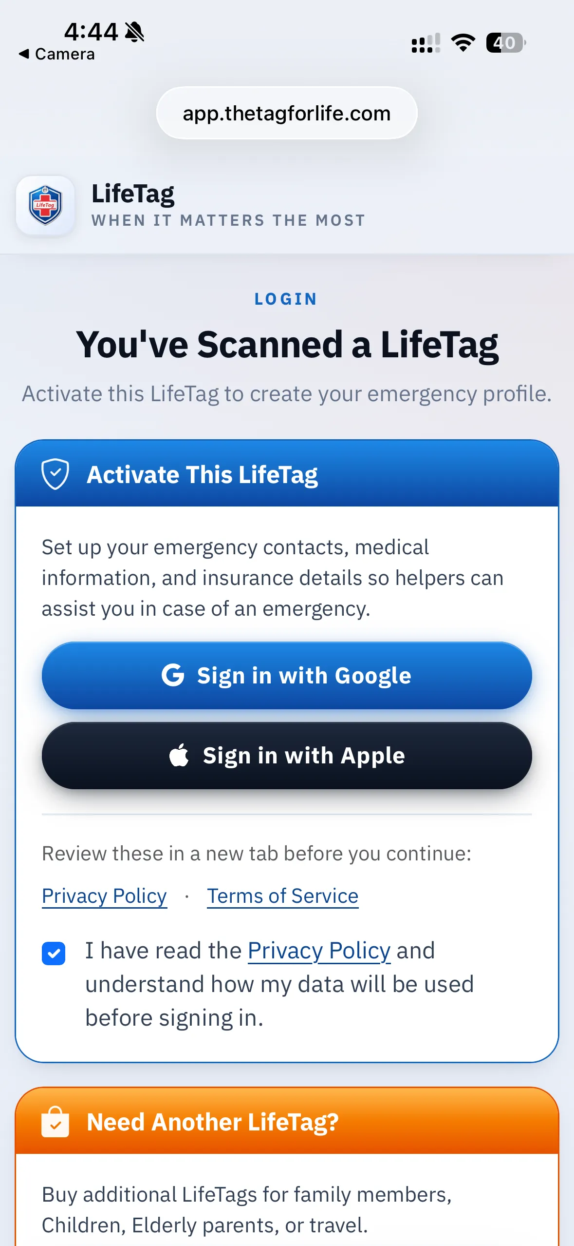 Signup step 2